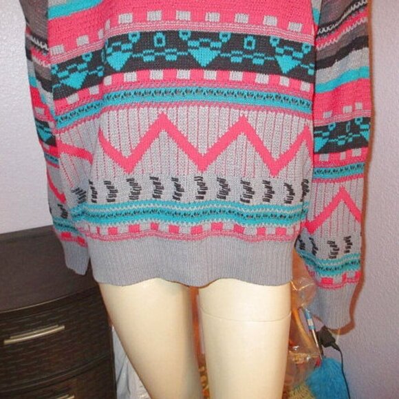90s Vtg Sears Men's Sweater Size XL Pullover Crop Psychedelic Colorful Y2K - Picture 3 of 7